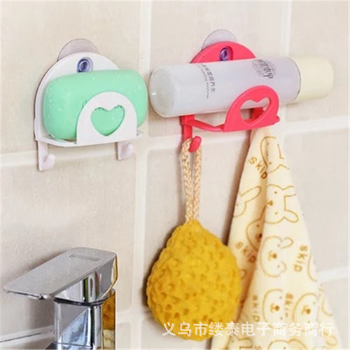Kitchen suction cup sponge storage rack with hook Multifunctional wall-mounted plastic kitchen sink debris hook