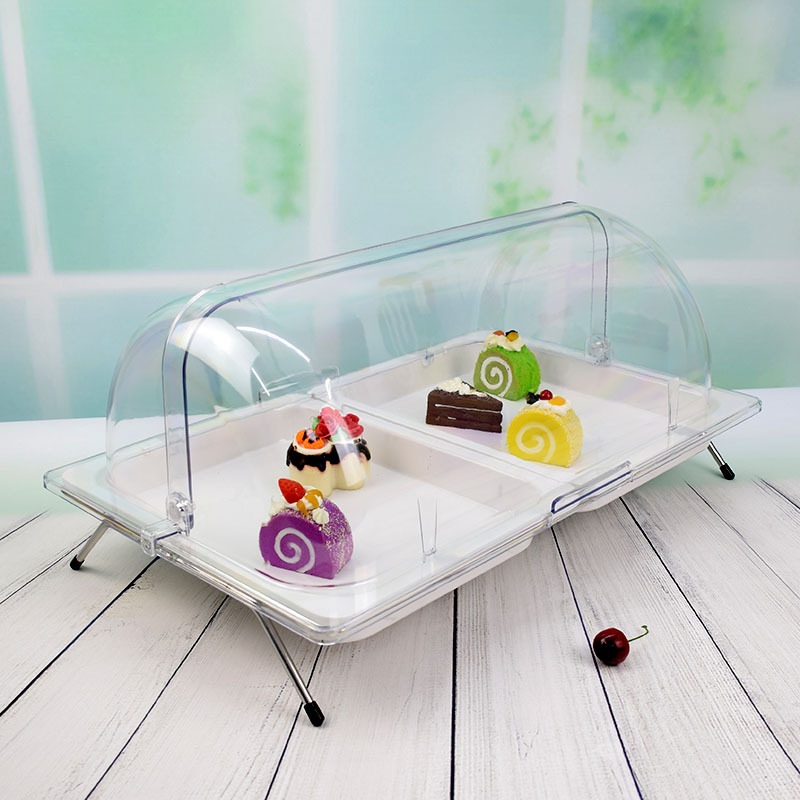 面包蛋糕托盘多格分格水果盘带盖密胺长方形自助餐盘甜品台展示架