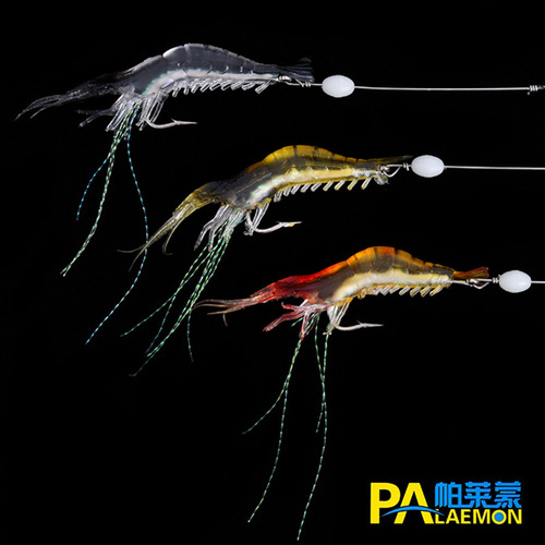 Palemon 9cm 6g simulated hook soft bait shrimp Lua bait night fishing shrimp luminous hanging prawn fishing gear