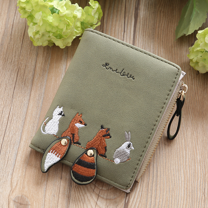 New Style Female Short Student Wallet Korean Style Cute Small Fresh Foldableing Mini Trendy Personalized Coin Purse
