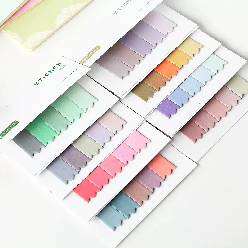 创意渐变霓虹便利贴小便签本子方形留言记事N次贴可撕办公文具