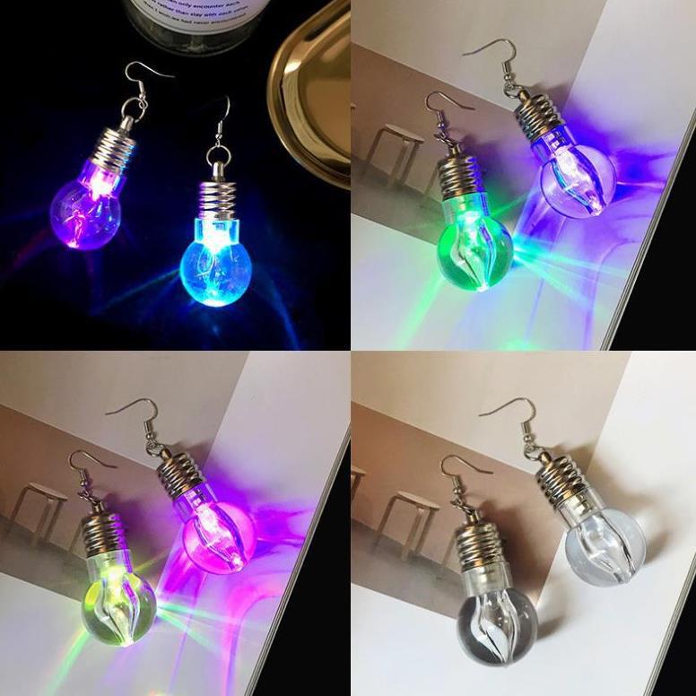 B109 Taobao Hot Selling New K-Style Harajuku Stylish Funny Nightclub Disco Colorful Light Bulb Earrings Earrings