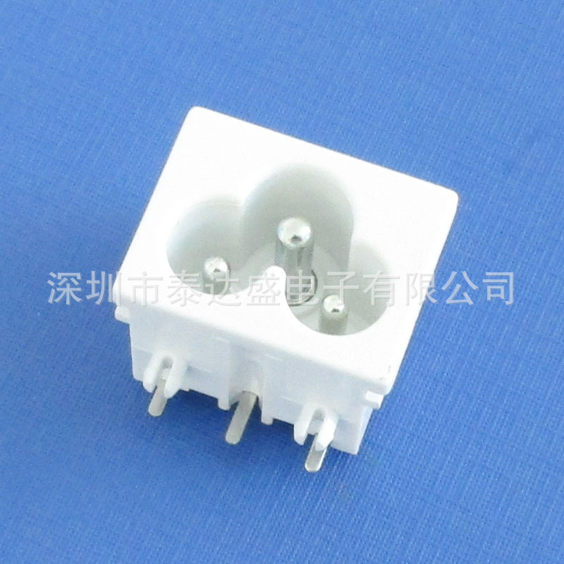 白色三芯米老鼠插座光电电源适配器C6梅花型白色AC电源插座DB-6