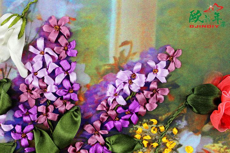 Oujin nianhua cinta bordado fábrica directa color impresión colgante pintura floral fragancia sala de estar entrada pintura decorativa