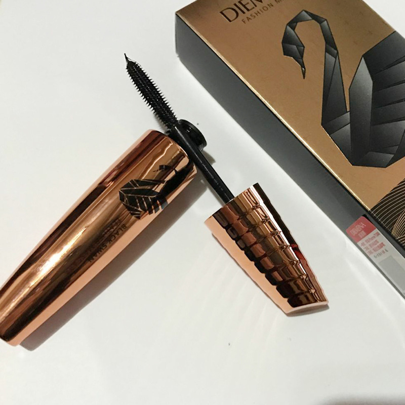 Chinese brand butterfly Meina leopard print black swan 3D mascara slender thick curly fiber 2 in 1