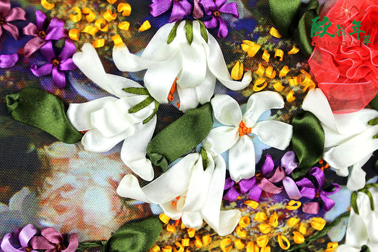 Oujin nianhua cinta bordado fábrica directa color impresión colgante pintura floral fragancia sala de estar entrada pintura decorativa