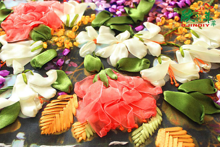 Oujin nianhua cinta bordado fábrica directa color impresión colgante pintura floral fragancia sala de estar entrada pintura decorativa