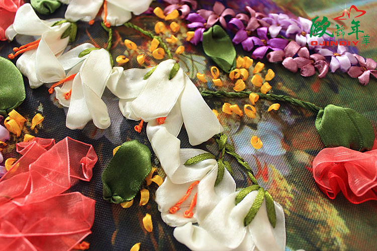 Oujin nianhua cinta bordado fábrica directa color impresión colgante pintura floral fragancia sala de estar entrada pintura decorativa