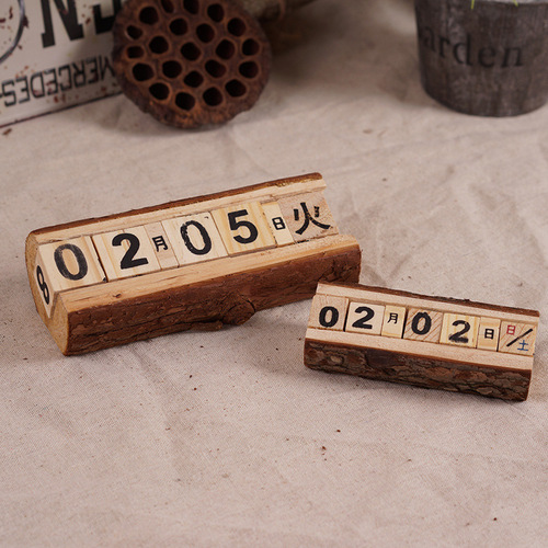 ZAKKA original pine wood ornaments, pure handmade perpetual desk calendar, home daily use log ornaments