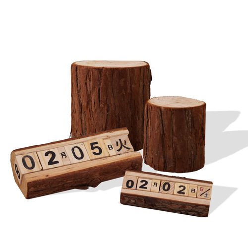 ZAKKA original pine wood ornaments, pure handmade perpetual desk calendar, home daily use log ornaments