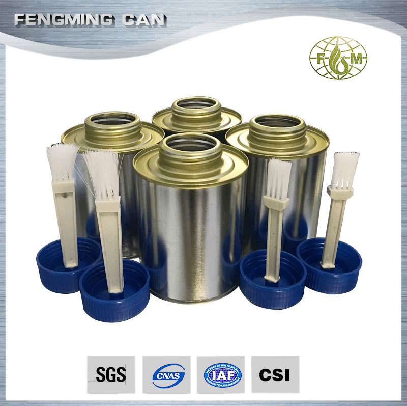 500ml管道胶水铁厅 0.5L马口铁圆罐 螺纹口带塑料盖刷小铁桶