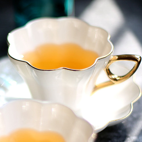 OZON Gold-plated Ceramic Flower Tea Cup Afternoon Tea Set English-style Tea Cup Coffee Cup Plate Set European Style 