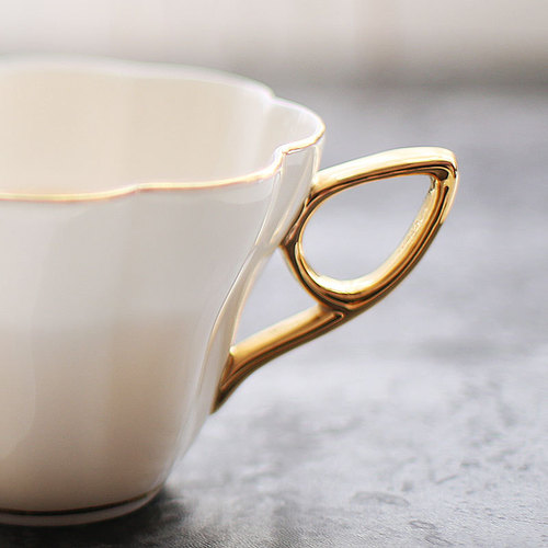 OZON Gold-plated Ceramic Flower Tea Cup Afternoon Tea Set English-style Tea Cup Coffee Cup Plate Set European Style 