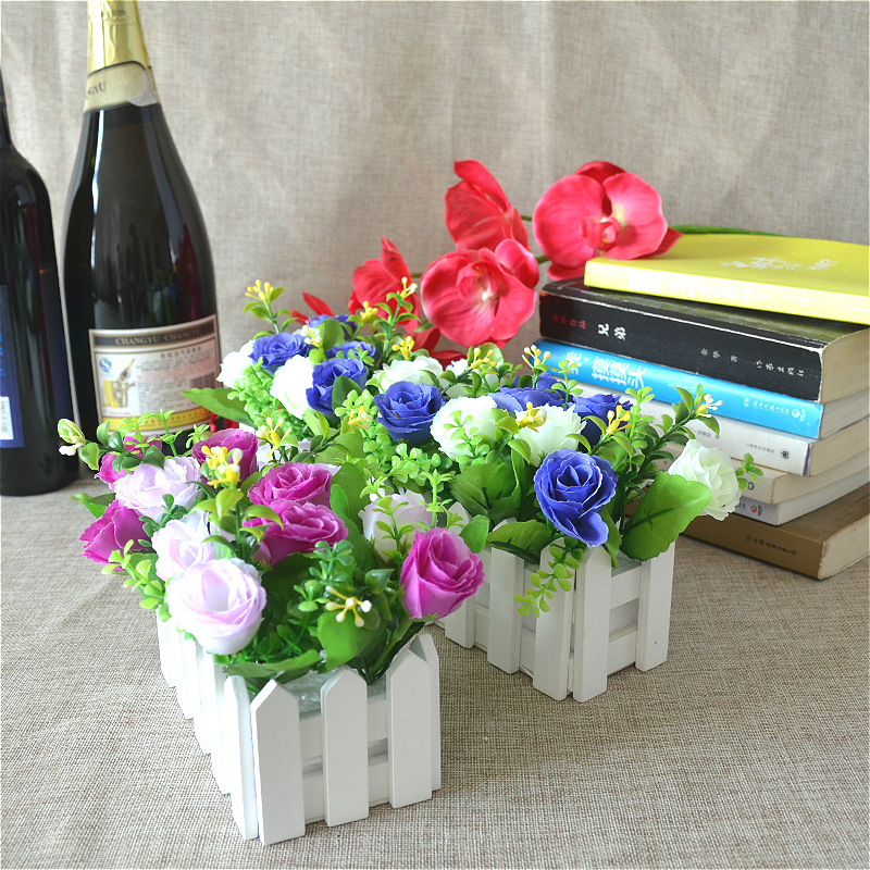 16 valla de madera traje de flor artificial maceta artificial interior sala de estar entrada decoración flores y plantas maceta pequeña planta verde adornos