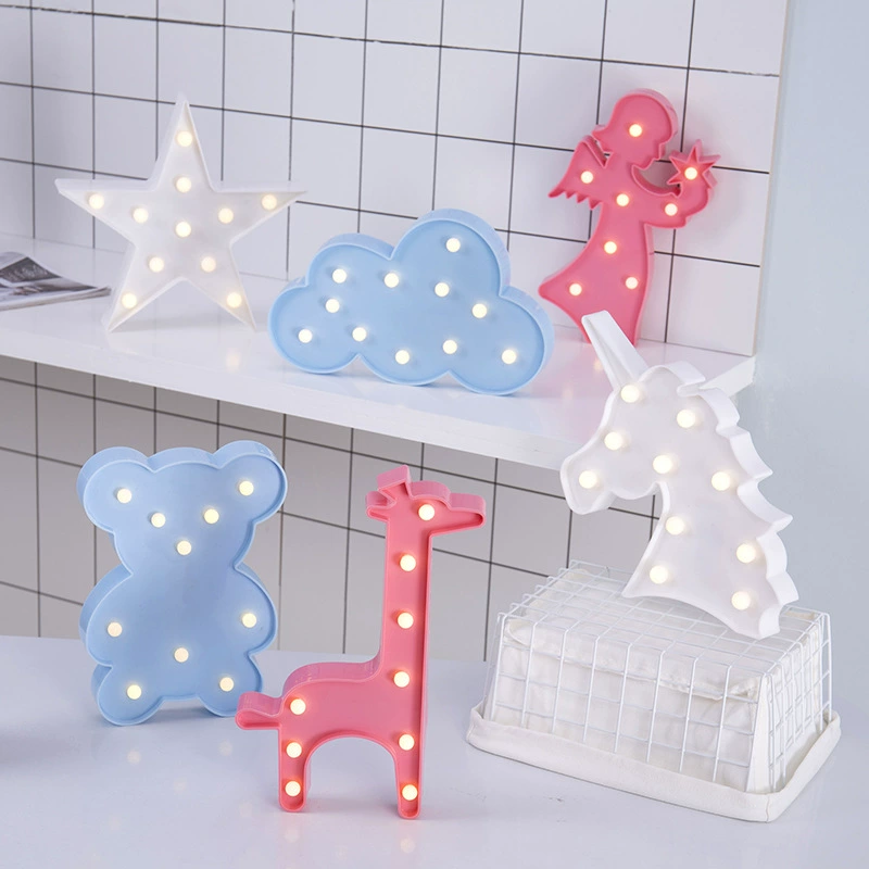 Светодиодная световая лампа ночная – креативная настольная лампа от Tengyue Lighting, цветные фигуры ламп: кактус, ананас, единорог, звезда