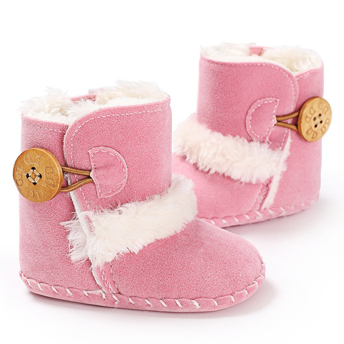 European and American Baby Snow Boots for Infants, High-Top Winter Boots with Thick Padding, Children's Shoes with Integrated Fleece for Winter Warmth, Learning to Walk Shoes