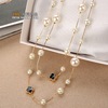 Long necklace from pearl, sweater, chain, accessory, clothing, pendant, Japanese and Korean, four-leaf clover, Korean style, simple and elegant design