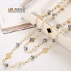 Long necklace from pearl, sweater, chain, accessory, clothing, pendant, Japanese and Korean, four-leaf clover, Korean style, simple and elegant design