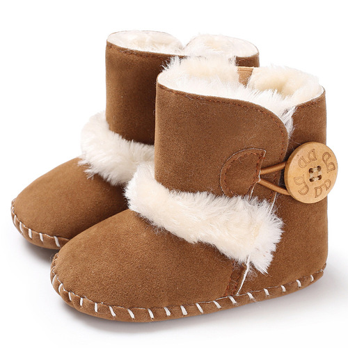 European and American Baby Snow Boots for Infants, High-Top Winter Boots with Thick Padding, Children's Shoes with Integrated Fleece for Winter Warmth, Learning to Walk Shoes