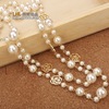 Long necklace from pearl, sweater, chain, accessory, clothing, pendant, Japanese and Korean, four-leaf clover, Korean style, simple and elegant design