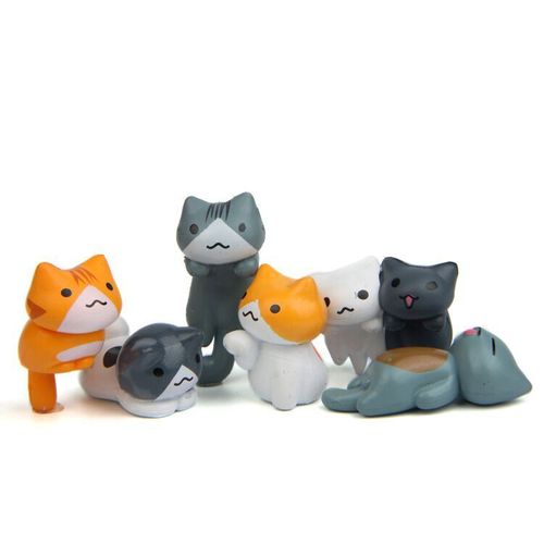 6 cute Japanese cat and tiger cat figures, Korean version, versatile, creative, fresh, micro-landscape, gardening and landscaping dolls