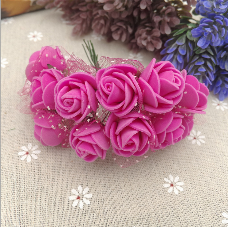 En stock 2.5 CM144 hilo artificial PE espuma flor DIY flor falsa caja de dulces PE hilo rosa