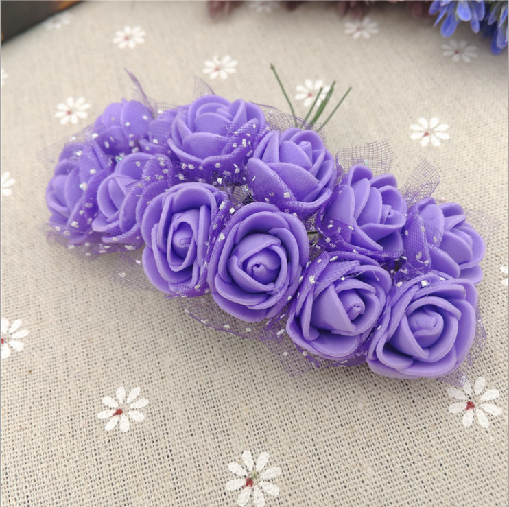 En stock 2.5 CM144 hilo artificial PE espuma flor DIY flor falsa caja de dulces PE hilo rosa