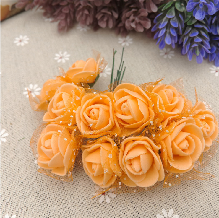 En stock 2.5 CM144 hilo artificial PE espuma flor DIY flor falsa caja de dulces PE hilo rosa