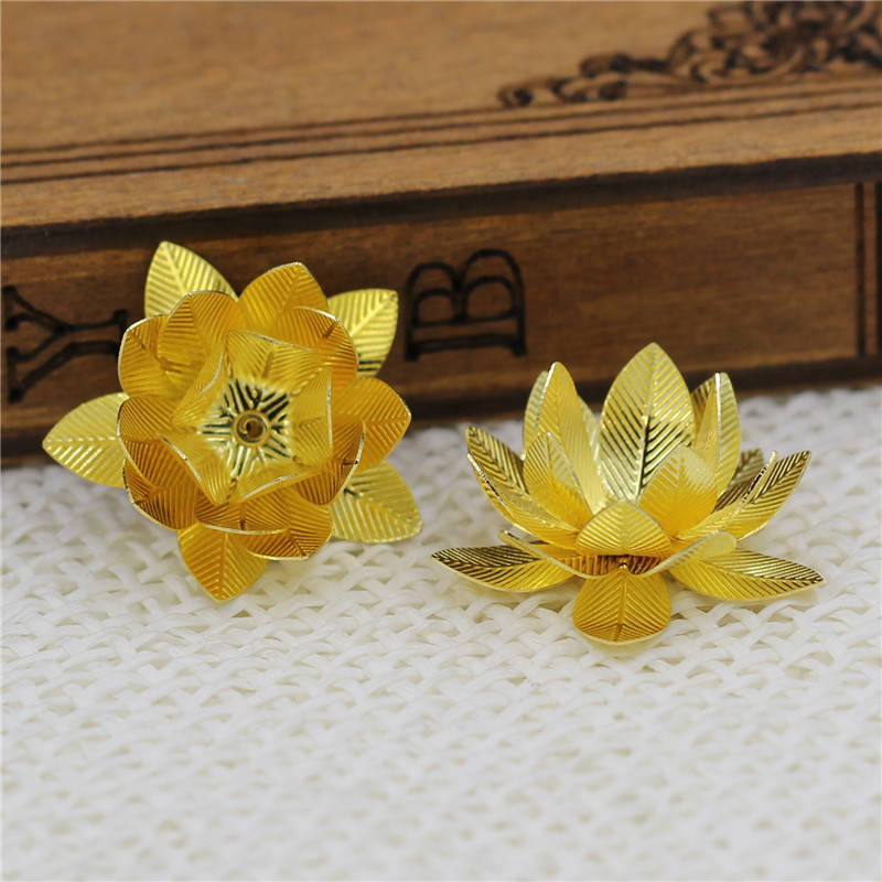 27MM铜立体四层莲花花朵 diy古风发饰材料配件