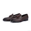 Woven loafers for leather shoes for leisure, Italy, cowhide, genuine leather