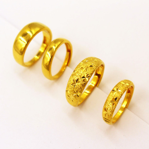 Wholesale copper-plated Vietnamese sand gold men's and women's long-lasting starry glossy open ring Valentine's Day jewelry