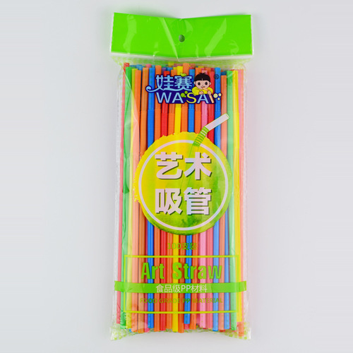 Wholesale disposable artistic straws, colorful curved juice straws, plastic straws, 100 pieces per pack