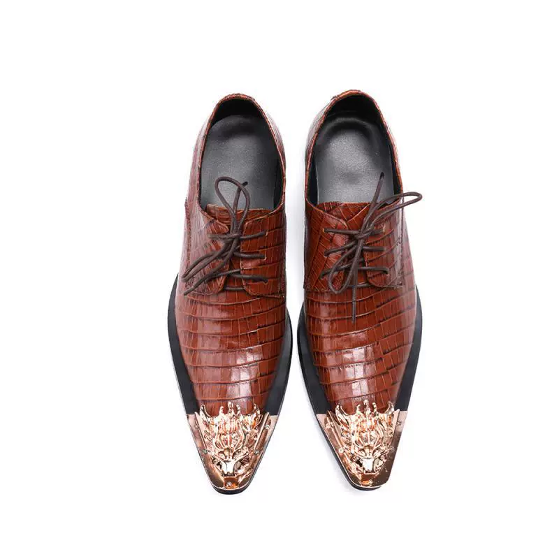 Европейская и американская модная Персонализированная модная деловая повседневная мужская кожаная обувь на шнуровке с железным носком и низким верхом Мужская обувь из британской воловьей кожи