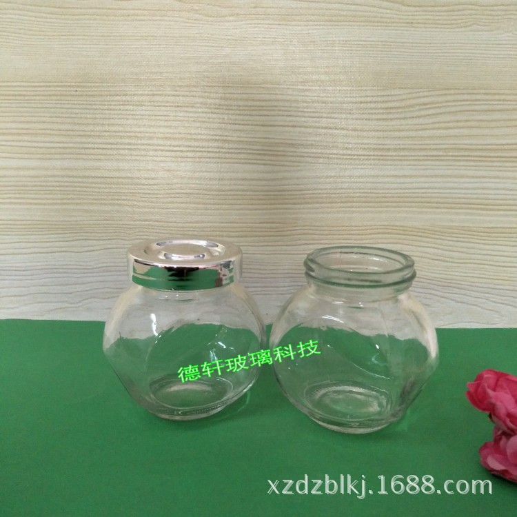 厨房用品玻璃扁鼓储物罐 密封瓶 花茶瓶调味瓶喜糖瓶黑枸杞包装瓶