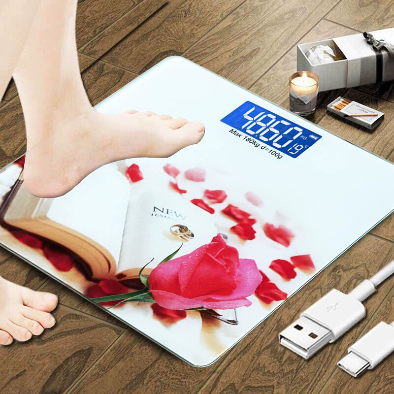 Jinmiao Precision USB Перезаряжаемые электронные весы Весы Домашние весы для взрослых Здоровые человеческие весы Интеллектуальный измеритель веса