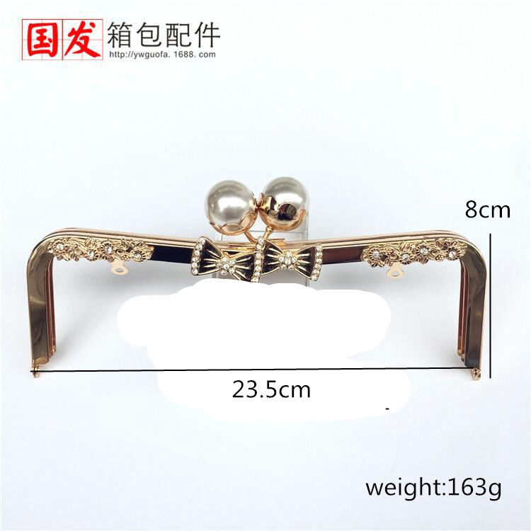 No existen 23.5cm cintura cóncava no agujero arco de loto de perla oro con agujeros de tornillo flores