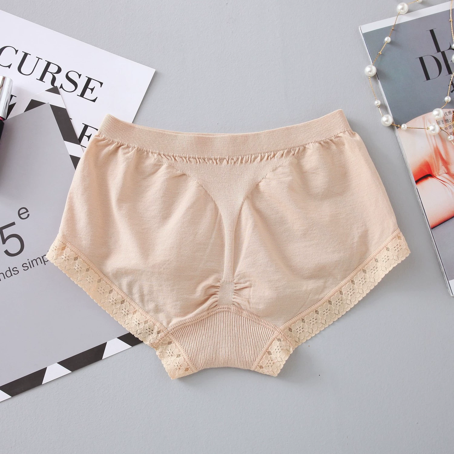 无 Underwear, elastic lace pants, mid rise