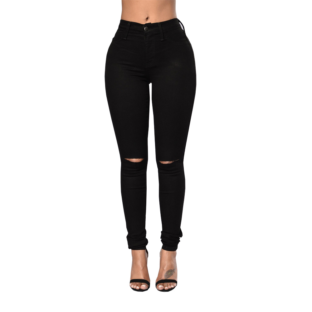 Jeans de Mujer Blancos y Negros Estilo Europeo y Americano, Venta al por Mayor de Fábrica en Amazon Wish, en Existencia 168