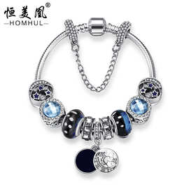 跨境新品蓝色星空琉璃珠手链 DIY个性混搭组装串珠手饰厂家批发