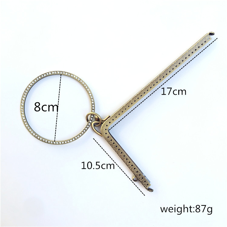 18.5cm en forma de L empujado diamantes brazalete oro con brazalete oro bronce oro ligero