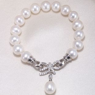 Korean-style 8-9mm Pearl Bracelet Pearl Bow Near Round Pearl Bracelet