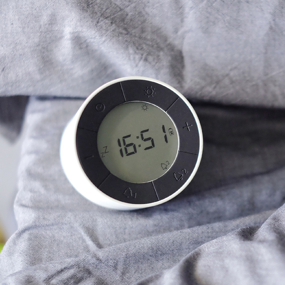 Reloj despertador LED HBK, luz nocturna reversible, recargable, estilo nórdico, control de brillo