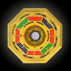 Gold-edged compass Eight Trigrams mirror hanging decoration, home decor wall hanging, decorative crafts wholesale, factory direct sale