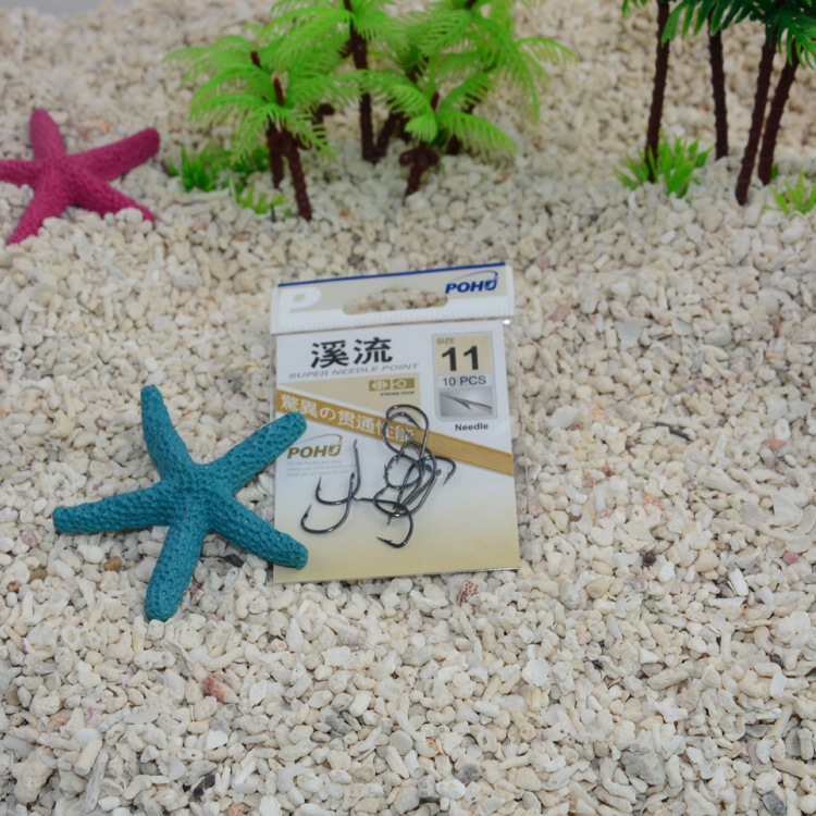 Qihu boutique corriente tiene 10 anzuelos púas/bolsa de acero alto carbono fabricante makou luya delgada tira negro pit asesino