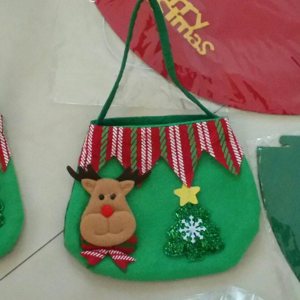 Bagos de fruta de Navidad, bolsas de manzanas, bolsas de regalo de Navidad, Papá Noel, muñeco de nieve, alce, jardín de infantes, dulces
