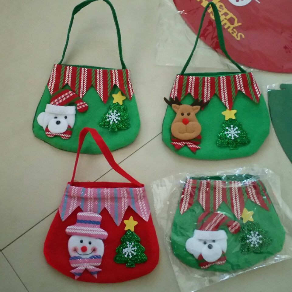 Bagos de fruta de Navidad, bolsas de manzanas, bolsas de regalo de Navidad, Papá Noel, muñeco de nieve, alce, jardín de infantes, dulces