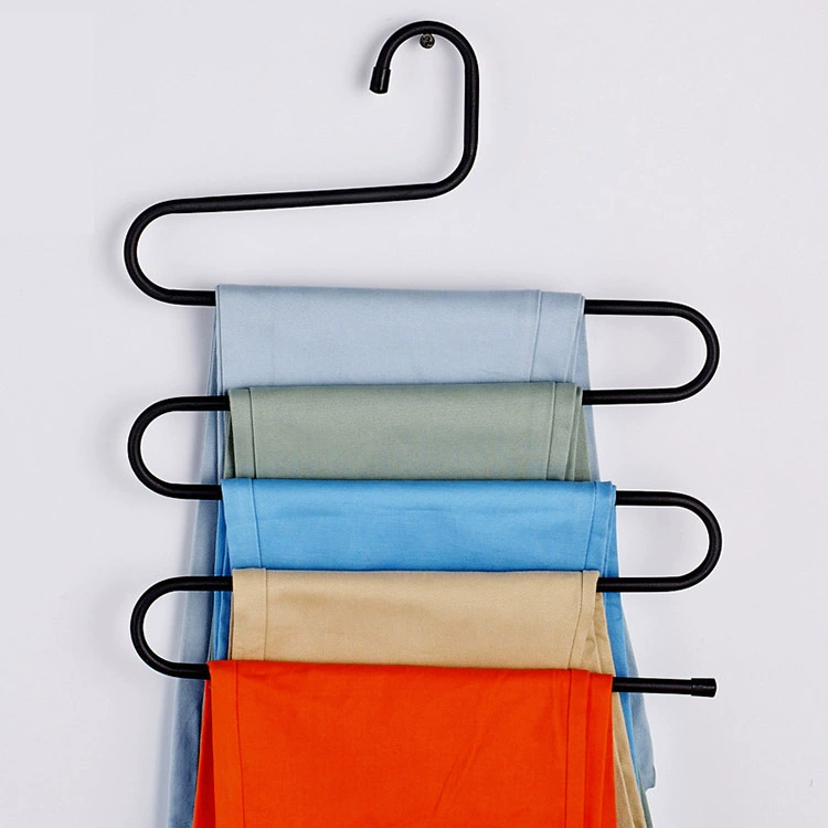 Универсальная вешалка для брюк PinTu, сталь нержавеющая S-образная, 36×35 см, 300 г, белый/черный/розовый/бронзовый