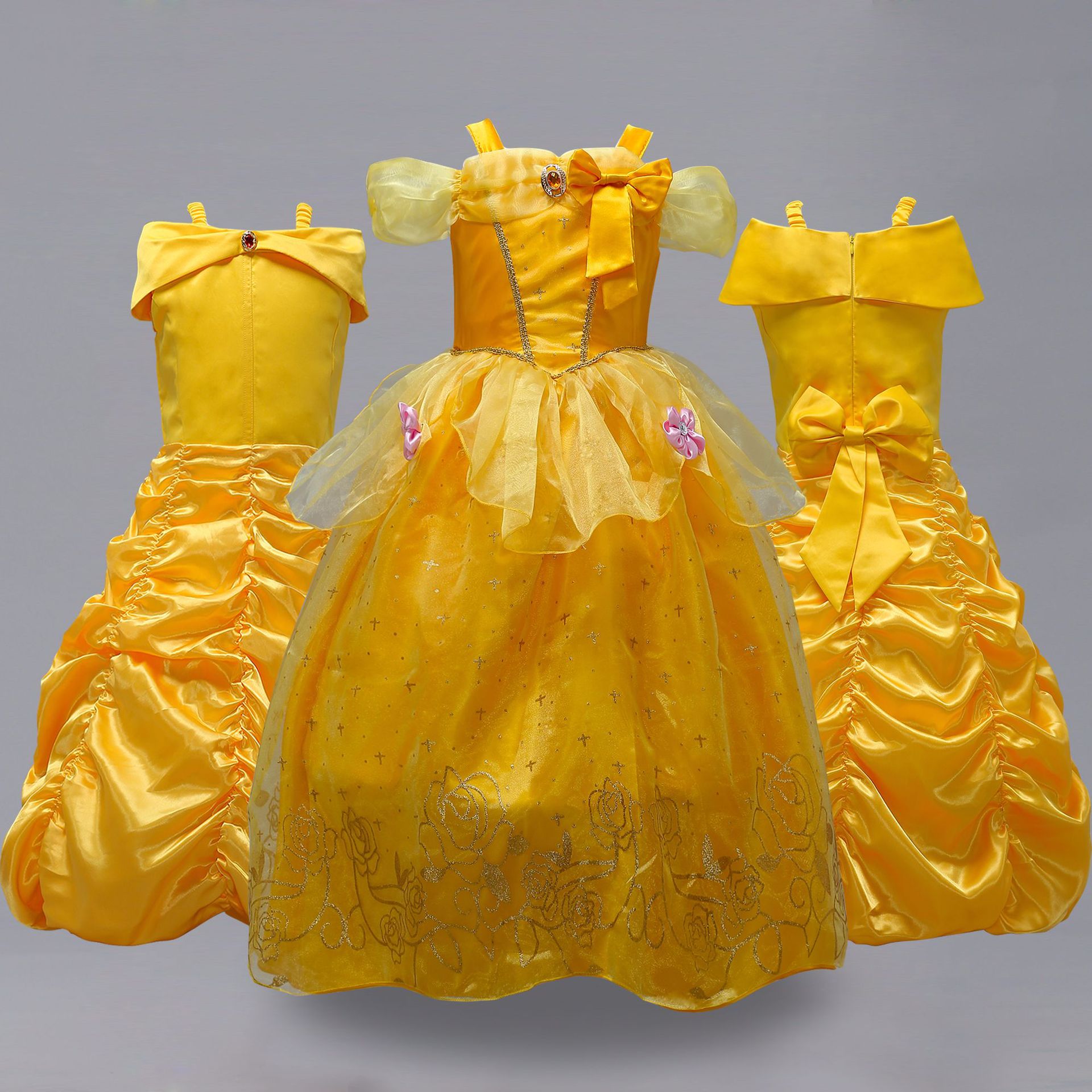 Comercio exterior nueva Europa y América niñas cos rendimiento ropa belleza y bestia Bell princesa vestido Cosplay