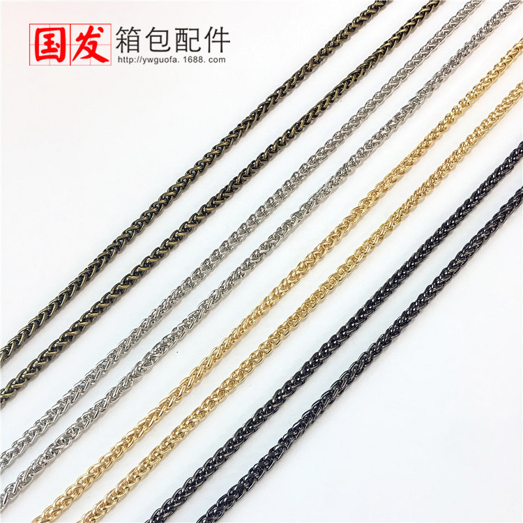 120CM cadena de linterna de torsión 6mm gruesa cadena de alta calidad accesorios de bolsa de oro cadena con botón de langosta 0667