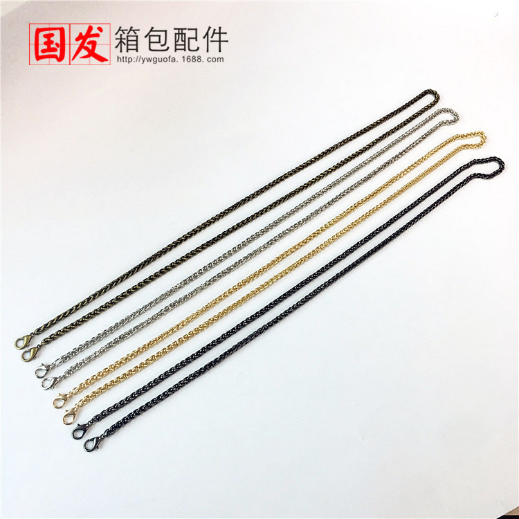 120CM cadena de linterna de torsión 6mm gruesa cadena de alta calidad accesorios de bolsa de oro cadena con botón de langosta 0667